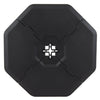 Octagonal black patio umbrella weight base plate set made of durable PE material for stable outdoor support.