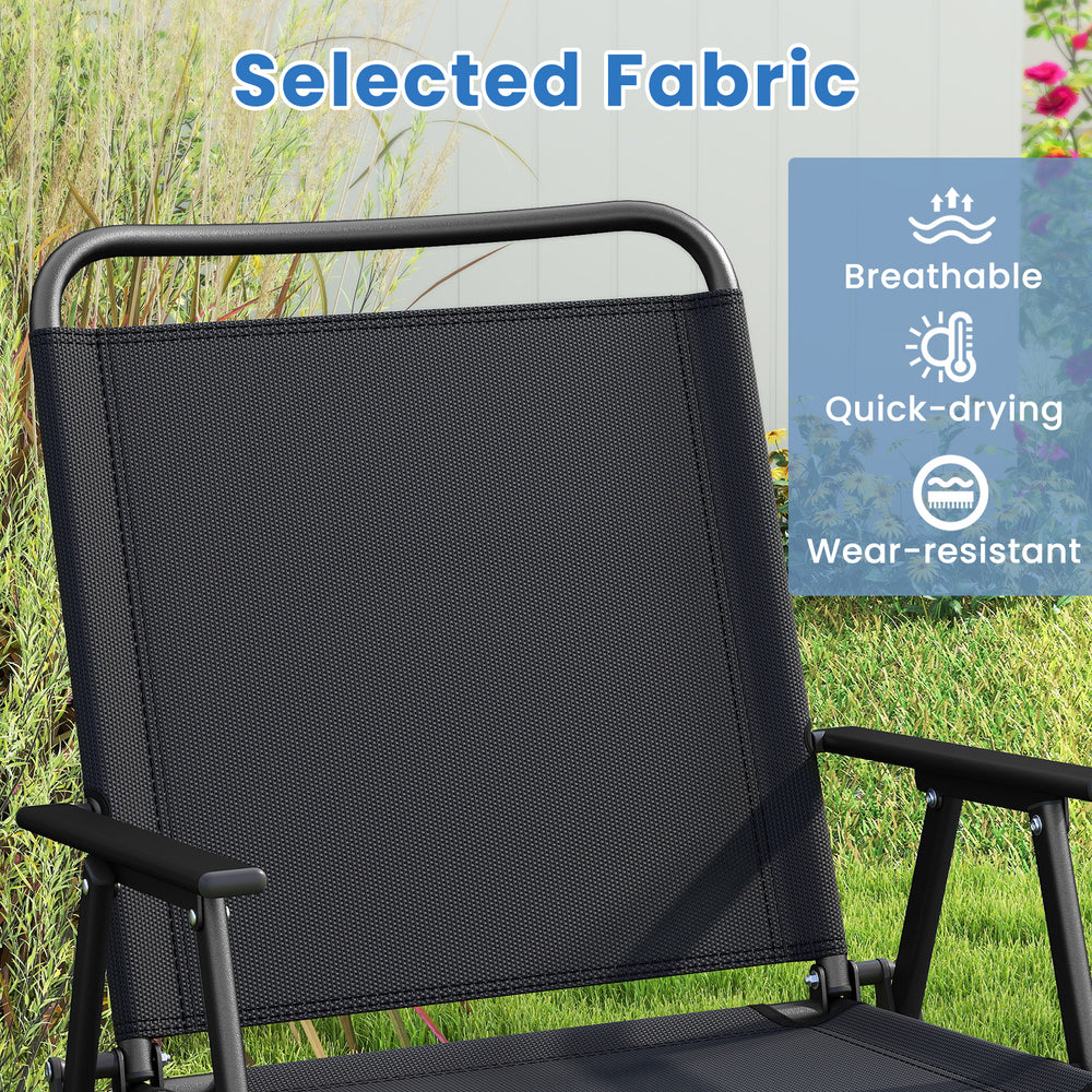 Close-up of breathable, quick-drying fabric on a patio chair from the 4 Pieces Folding Furniture Set for outdoor.