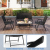 Folding patio furniture set featuring a black SPC coffee table and two chairs, perfect for outdoor relaxation.
