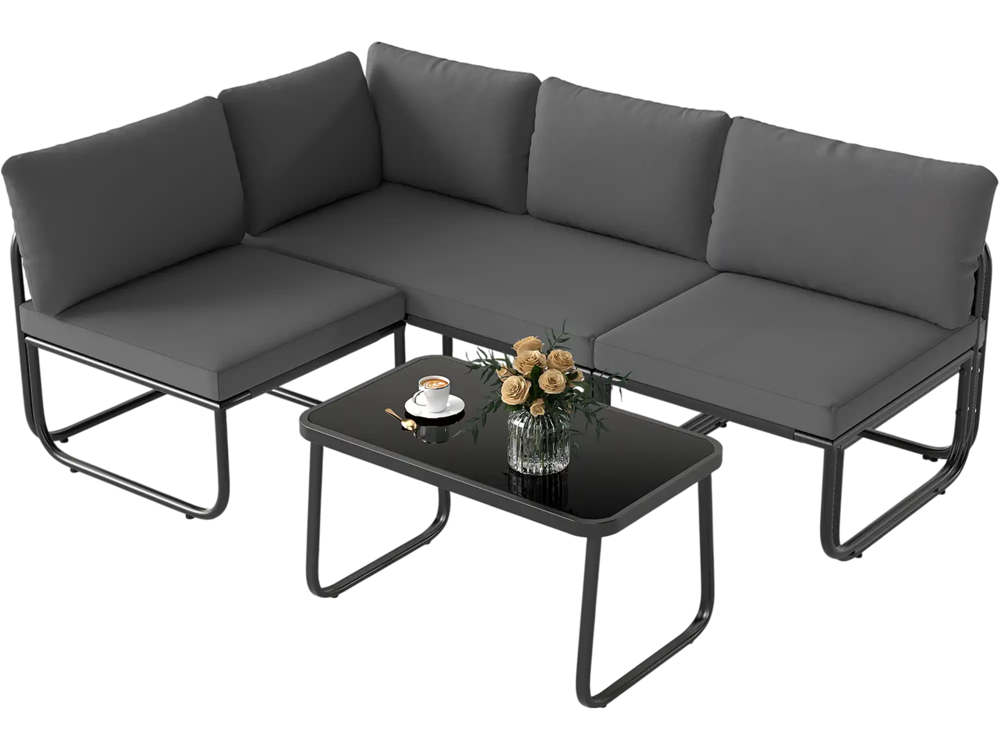 Costway 4-Piece Patio Furniture Set with Cushions & Coffee Table 64437121 New