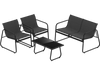4 Pieces Patio Furniture Set Fabric Lawn Chairs and Loveseat with Glass Coffee Table