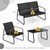Loveseat and armchair from the 4 Pieces Outdoor Conversation Set in black, featuring a heavy-duty metal frame for.