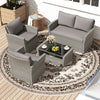 4 Pieces Patio Rattan Furniture Set Sofa Table with Storage Shelf Cushion-Gray - Gallery View 1 of 10