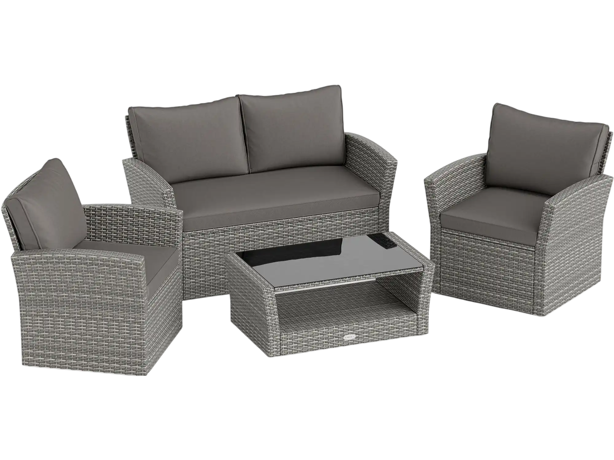 Costway 4-Pc Patio Rattan Sofa Table Storage Shelf Cushion Furniture Set 89105734 New