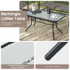 Rectangle coffee table with ripple-like tempered glass top and anti-slip footpads, perfect for patio glider sets.