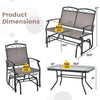 4-piece patio glider conversation set featuring a brown tempered glass table and ergonomic chairs for outdoor.