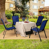 4 Pieces Stackable Patio Dining Chairs Set with Armrest-Navy - Gallery View 1 of 11