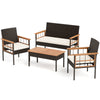 Elegant loveseat from the 4-piece wicker furniture set with plush cushions and acacia wood armrests, perfect for.