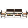 Side view of the 4-piece wicker furniture set showcasing handwoven PE rattan and soft cushions, ideal for outdoor.