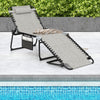 4 Position Folding Lounge Chaise with Adjustable Backrest and Footrest-Gray - Gallery View 1 of 9