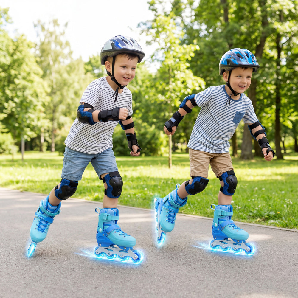 4-Size Adjustable Light-Up Inline Skates for Toddlers Ages 5-7-Blue - Gallery View 1 of 10