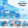 Adjustable blue inline skates for toddlers, featuring light-up wheels, secure fit, and breathable mesh for comfort.