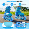 Light-up inline skates for toddlers, featuring adjustable size, sturdy shell, and glowing wheels for enhanced balance.
