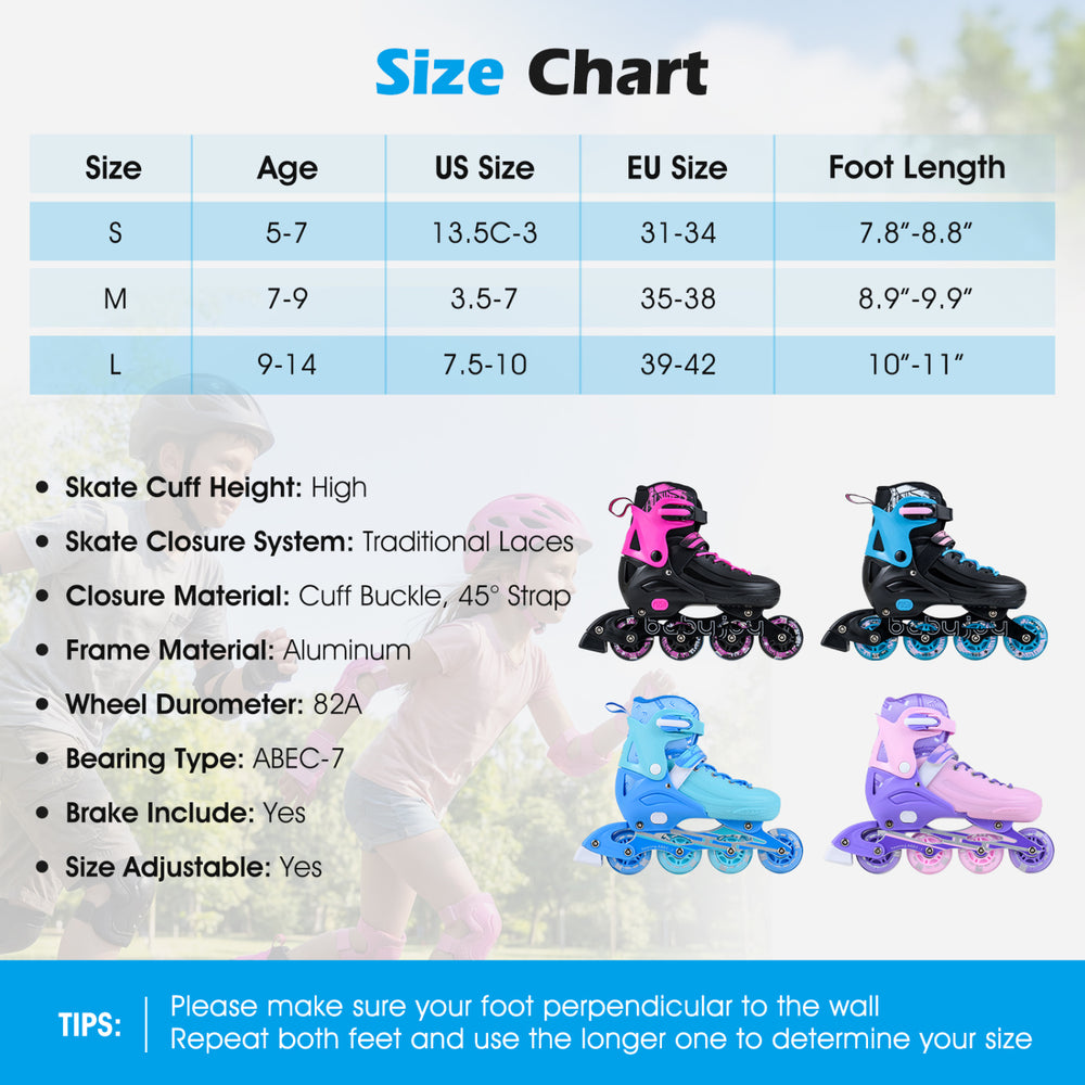 Adjustable blue inline skates for toddlers with light-up wheels, featuring secure buckles and breathable mesh lining.