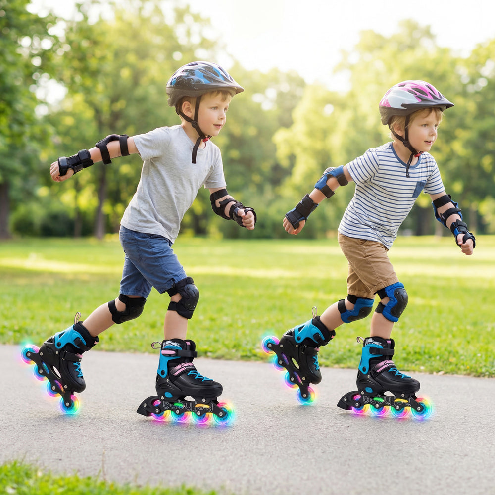 4-Size Adjustable Light-Up Inline Skates for Toddlers Ages 5-7-Black - Gallery View 1 of 10