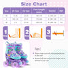 Adjustable kids roller skates in purple with light-up wheels, featuring safety protection and breathable liner for.