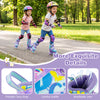 Kids roller skates in purple with light-up wheels, adjustable sizes, and colorful graffiti for fun and safety.