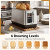 Toaster with 6 browning levels and 4 bread type selections, featuring an intuitive LED display for easy operation.