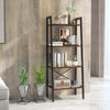 4-Tier Bookshelf with Metal Frame and Adjustable Foot Pads-Rustic Brown - Gallery View 1 of 9