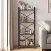 4-tier bookshelf with a slender design and metal frame, featuring X-shaped support and safety side rails for stability.