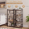 4-tier narrow bookshelf with metal frame in oak, featuring spacious shelves for books and decor, ideal for small spaces.