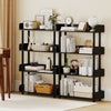 4-tier black bookshelf featuring strong support pillars and anti-tipping kit, designed for stable storage in any space.