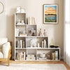 4-Tier Bookshelf Stair Bookcase with 6 Cubes Display Rack-White - Gallery View 1 of 10