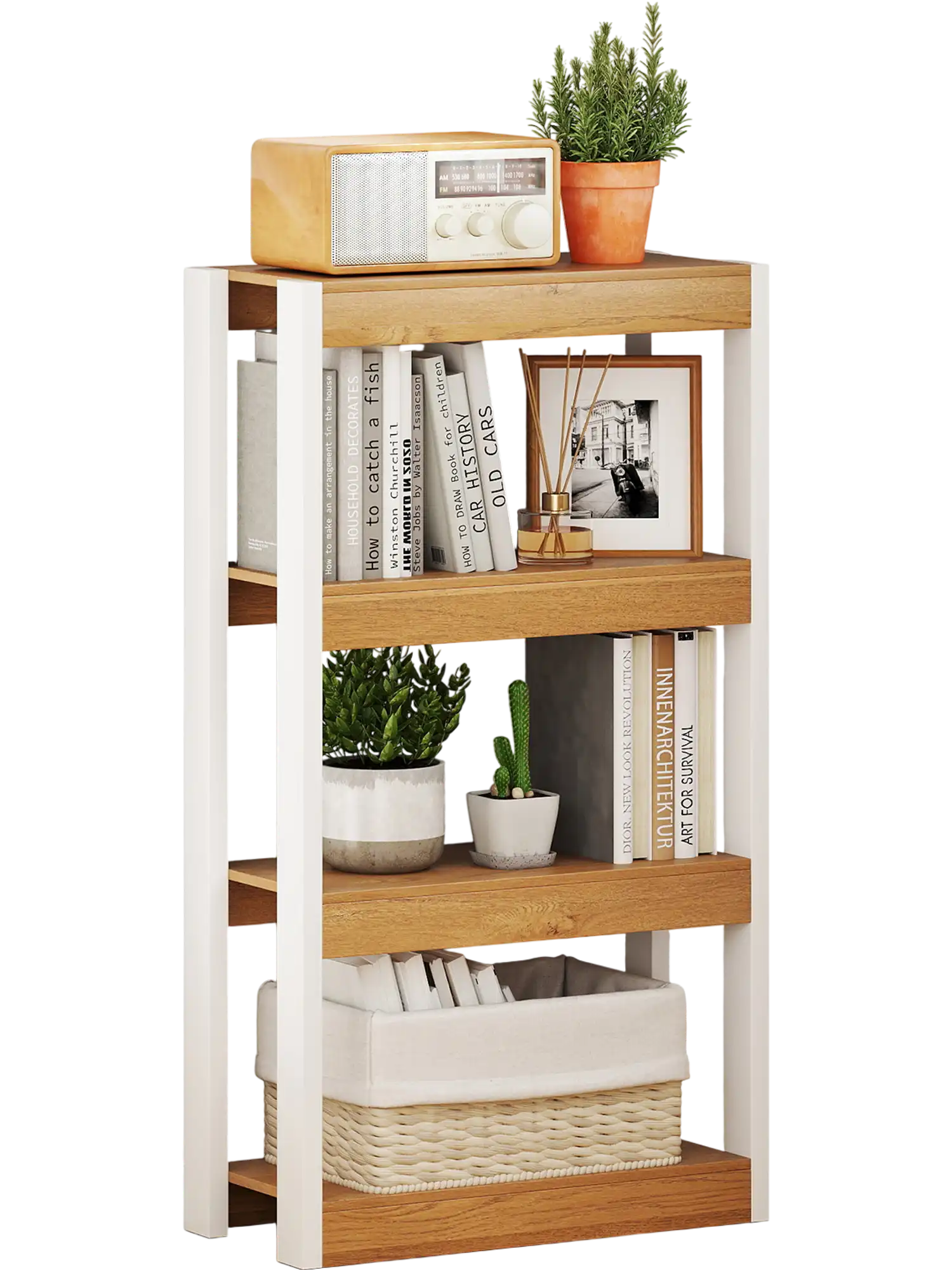 Costway 4 Tier Wooden Bookshelf Bookcase Natural 189245736 New