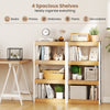 4-tier wooden bookshelf with natural finish, featuring spacious shelves for books and decor, ideal for living rooms and.