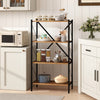 4-tier bookshelf with heavy-duty metal frame in walnut, ideal for storage and organization in living room or kitchen.