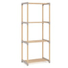 4-tier bookshelf with open shelves made of solid pine wood, perfect for home office or bathroom storage.