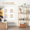 4-tier open bookshelf made of solid pine wood, perfect for storing books and decorations in home office or bathroom.
