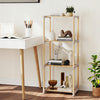 4-tier bookshelf with open shelves made of solid pine wood, perfect for home office or bathroom storage and decor.