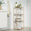 4-tier bookshelf in natural pine wood with open shelves, ideal for bathroom storage and home organization.