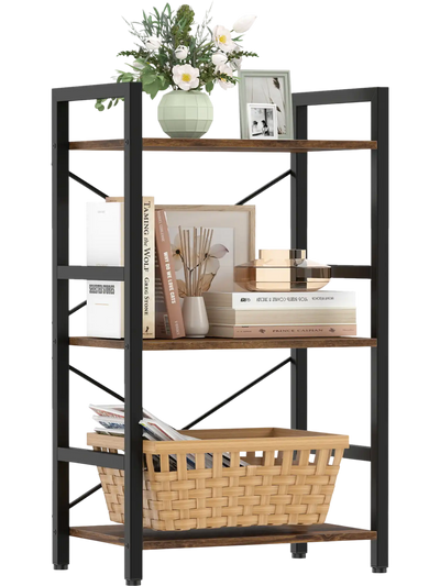 Costway 4-Tier Bookshelf Metal Frame Wooden Storage Rack 21140623 New