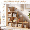 4-tier bookshelf featuring a 10-cube storage design in natural wood, ideal for organizing books and decor in any room.