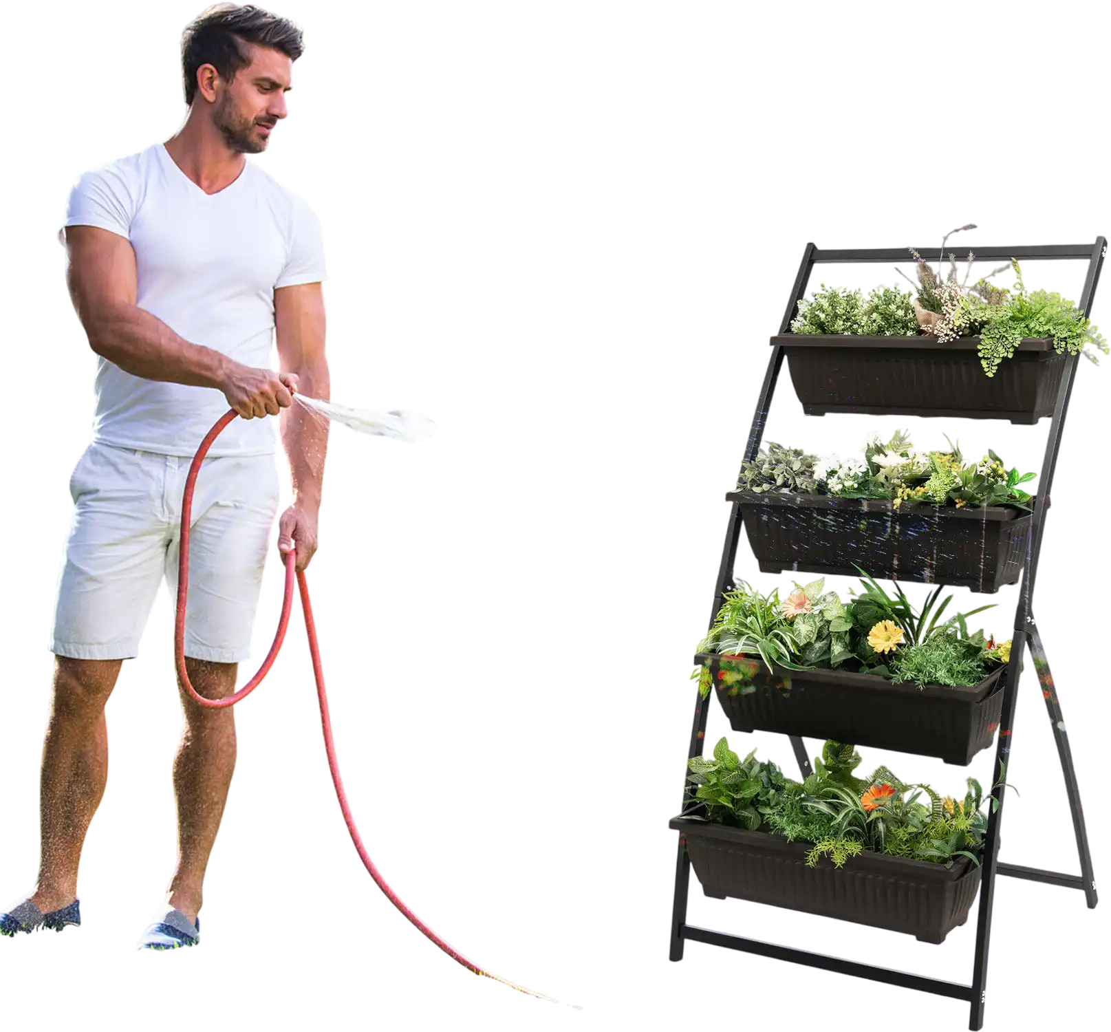 Costway 4-Tier Vertical Raised Garden Bed Planter w/ 4 Containers Drainage Holes 97853214 New