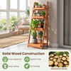 4-tier foldable plant stand made of selected fir wood, featuring slatted shelves for optimal sunlight exposure and stability.