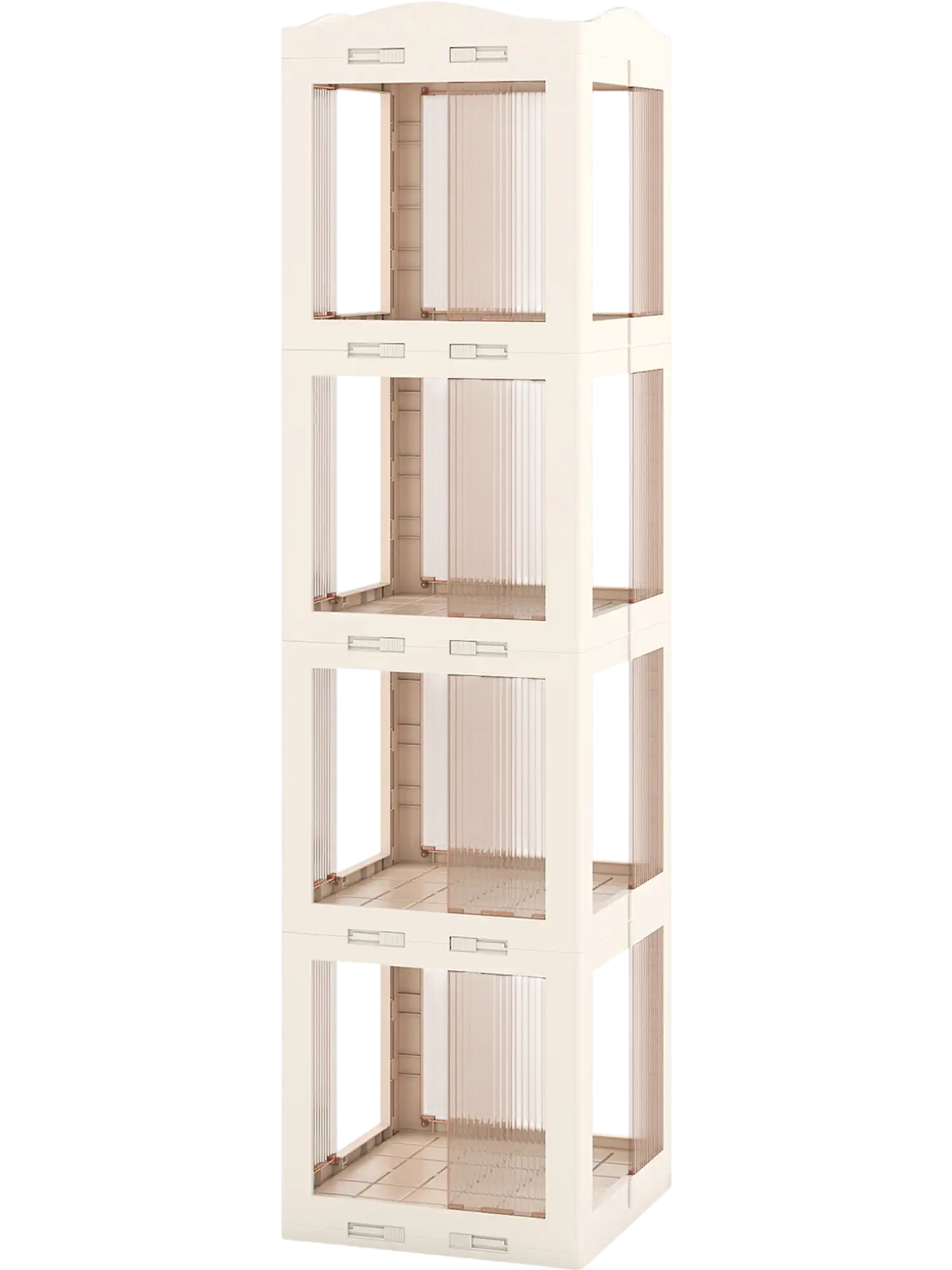 Costway 4-Tier Foldable Rotating Bookshelf with Swivel Base 59213435 New