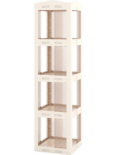 Costway 4-Tier Foldable Rotating Bookshelf with Swivel Base 59213435 New