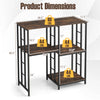 Kitchen baker's rack with 4 tiers, rustic brown finish, supports up to 220 lbs, ideal for kitchen or office use.