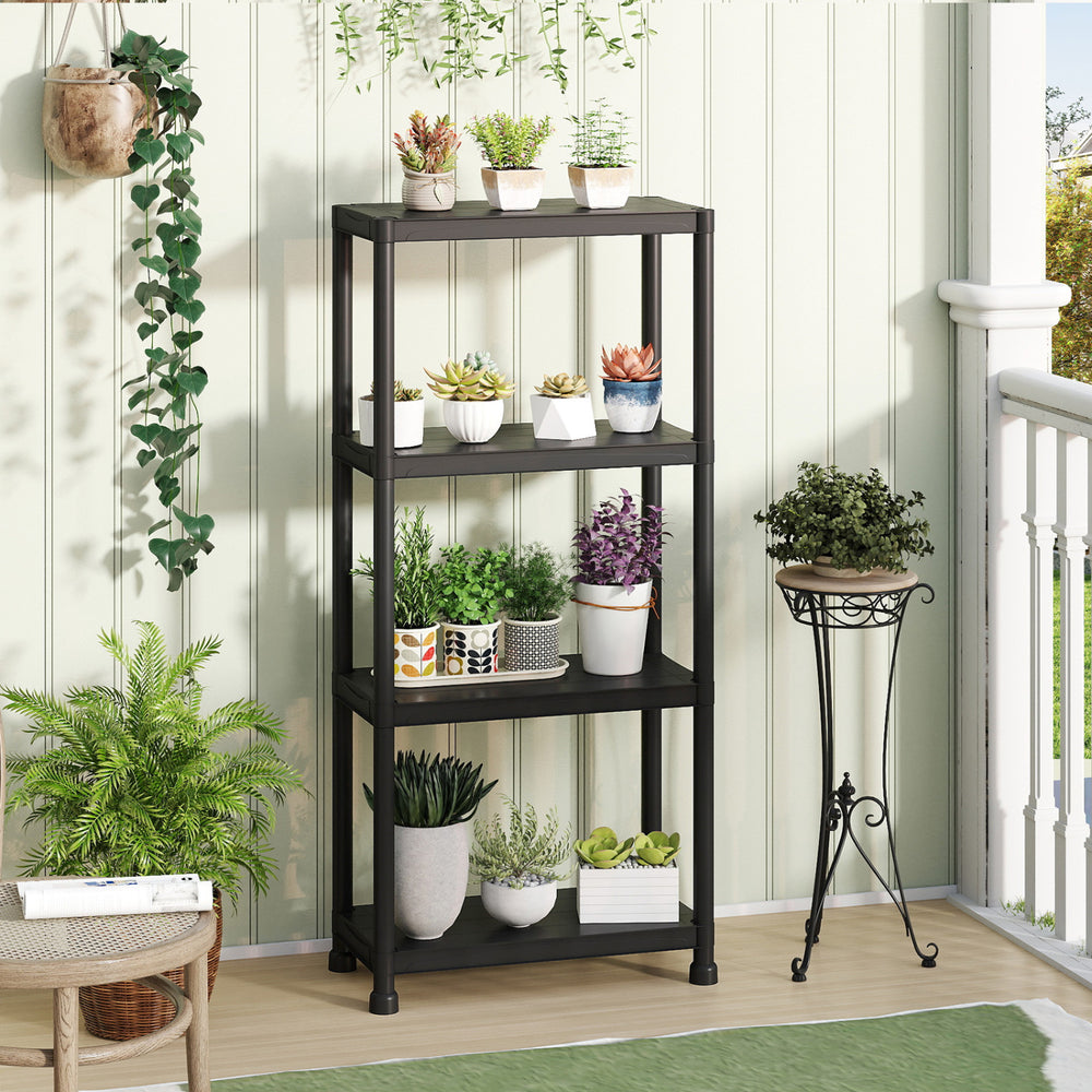 4-Tier Heavy-Duty Plastic Storage Shelves Freestanding Garage Shelving Unit - Gallery View 1 of 9