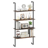 4-tier industrial ladder bookshelf with a sturdy metal frame and wooden shelves, ideal for organizing living spaces.