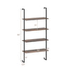4-tier industrial ladder bookshelf with a coffee finish and metal frame, perfect for organizing any living space.