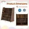 4-tier kids bookshelf in rustic brown with deep compartments, showcasing dimensions for easy assembly.