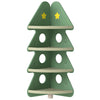 4-tier green kids corner bookshelf in a Christmas tree shape with star patterns, perfect for organizing toys and books.