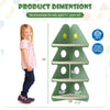 4-tier green kids bookshelf in Christmas tree shape with star patterns, ideal for bedrooms and playrooms.