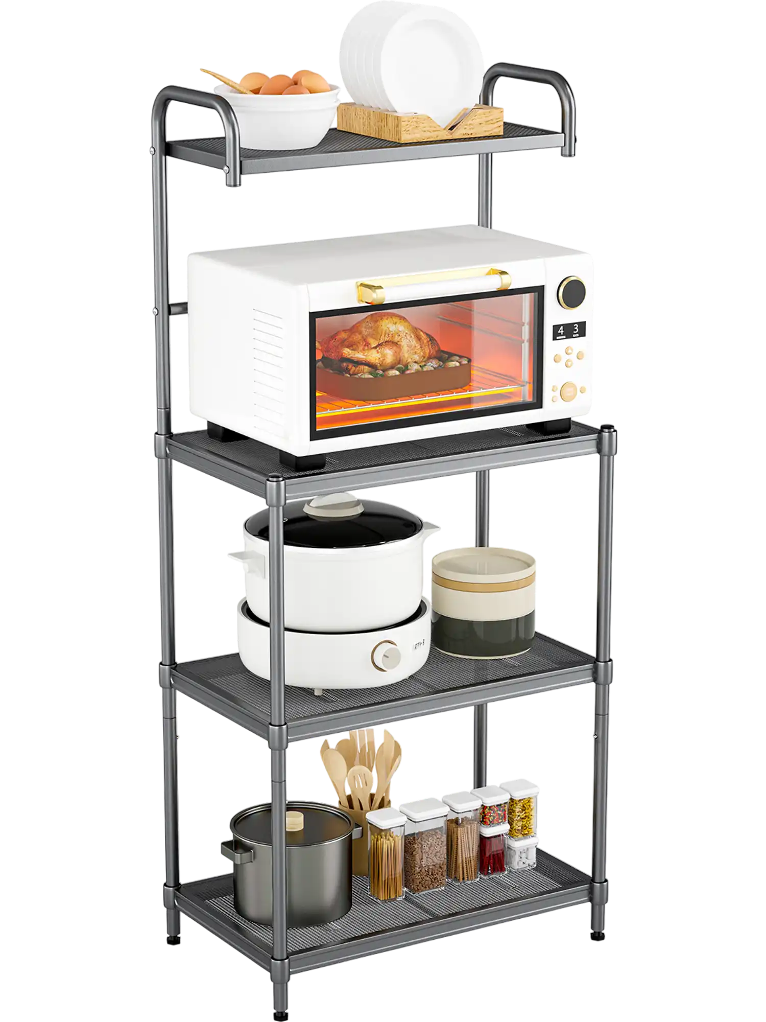 Costway 4-Tier Kitchen Microwave Storage Baker's Rack 64871590 New