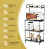 4-tier kitchen storage rack organizer with microwave, dishes, and spices, featuring a sturdy iron frame and adjustable.