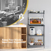 4-tier kitchen storage rack organizer with iron frame, adjustable feet, and ample space for appliances and dishes.